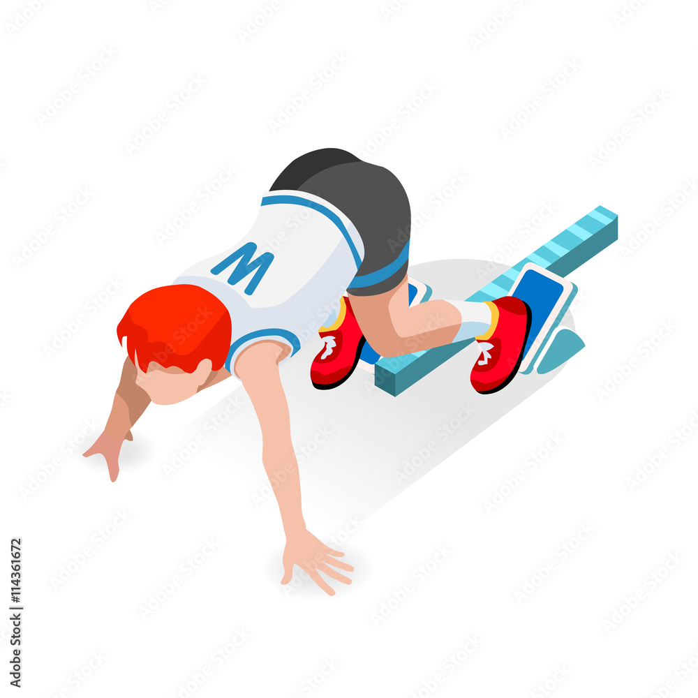Sprinter Runner Athlete at Starting Line Athletics Race Start Summer ...