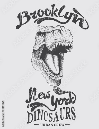 Urban graphic label with head of dinosaur