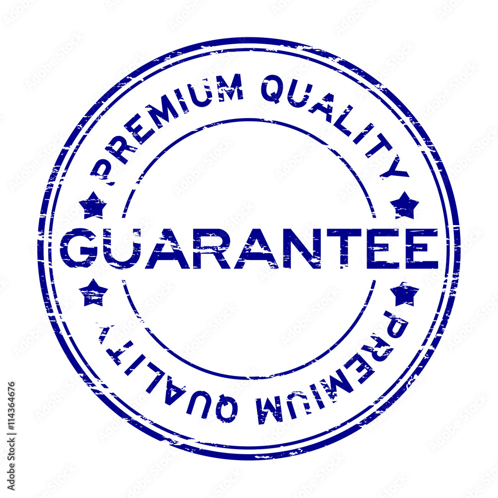 Grunge blue premium quality guarantee rubber stamp