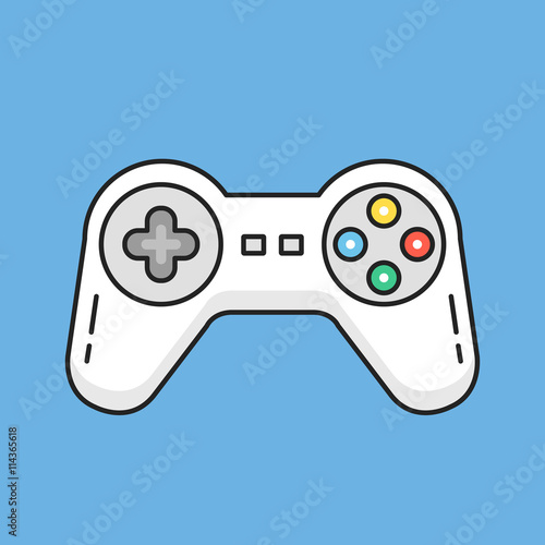 Thin line gamepad icon. White game controller icon. Modern clean flat design graphic element. Vector illustration