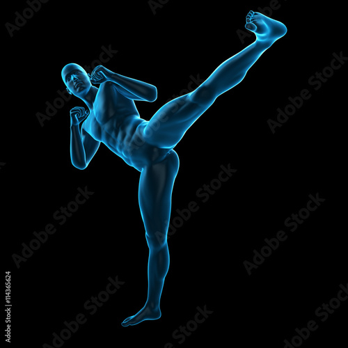 medically accurate 3d illustration of a kick boxing pose