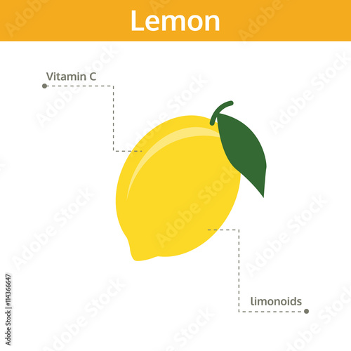 lemon nutrient of facts and health benefits, info graphic fruit