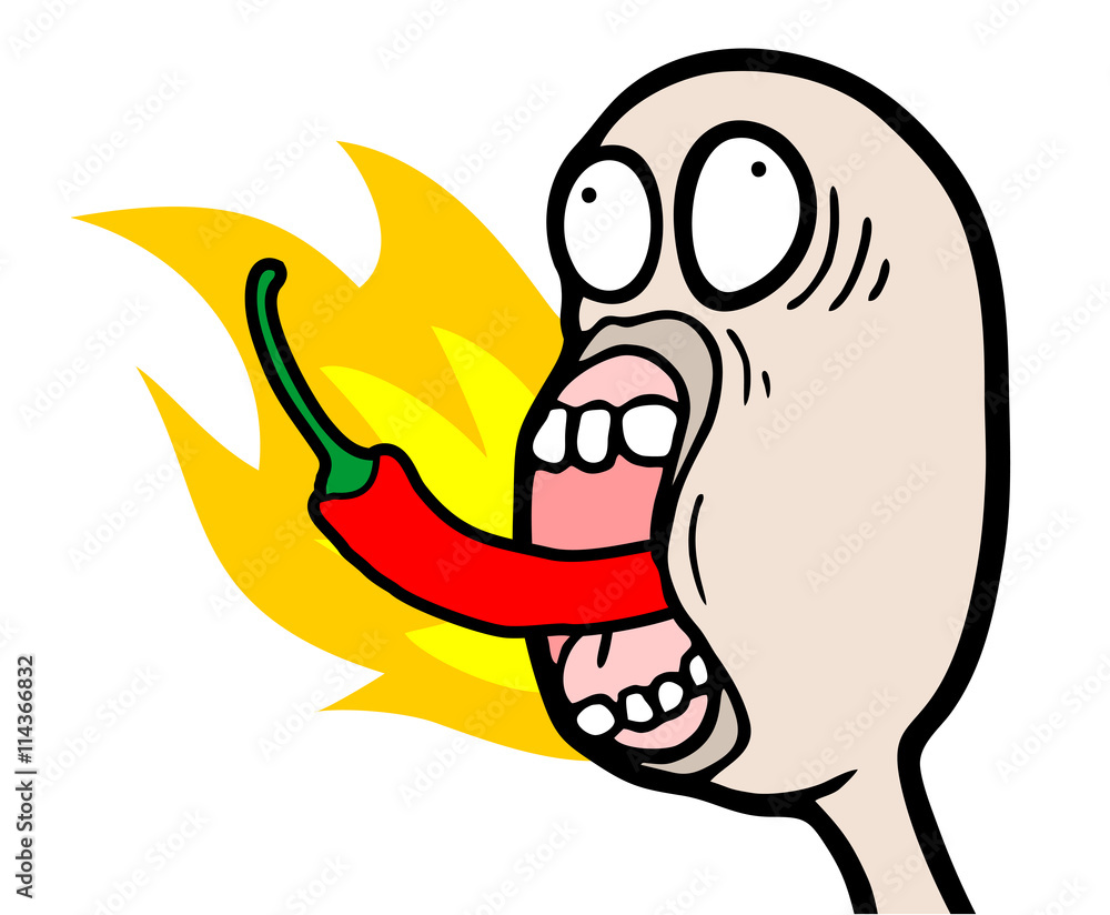 Fototapeta premium eating hot spicy chilli