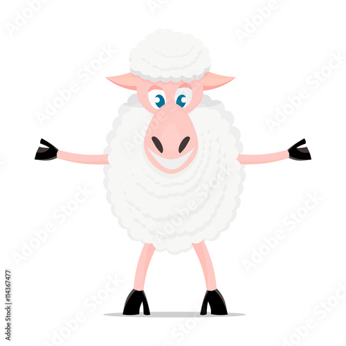 Cartoon sheep cute pose and emotion.