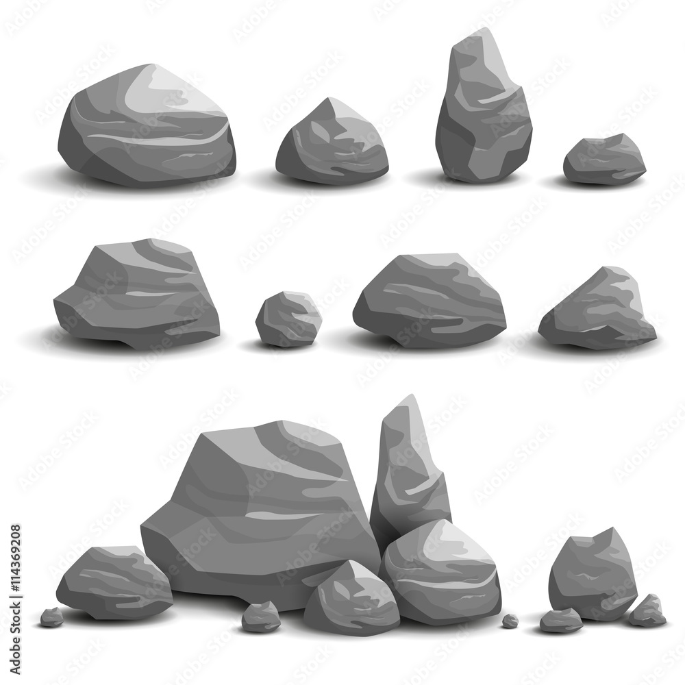 Vector Illustration of Cartoon Game Art Rocks and Stones Stock Vector ...