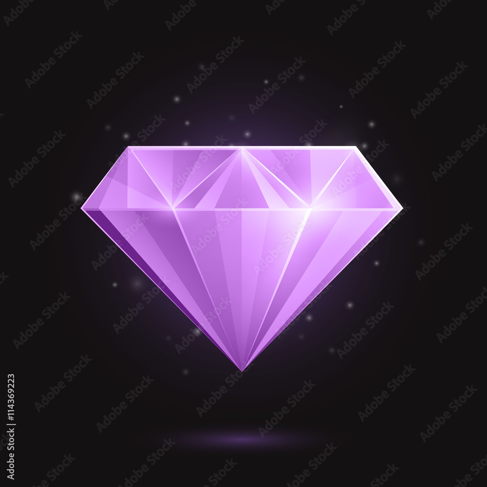 Vector Illustration of a Purple Diamond or Gemstone on a Black Background Vector Illustration of a Purple Diamond or Gemstone on a Black Background