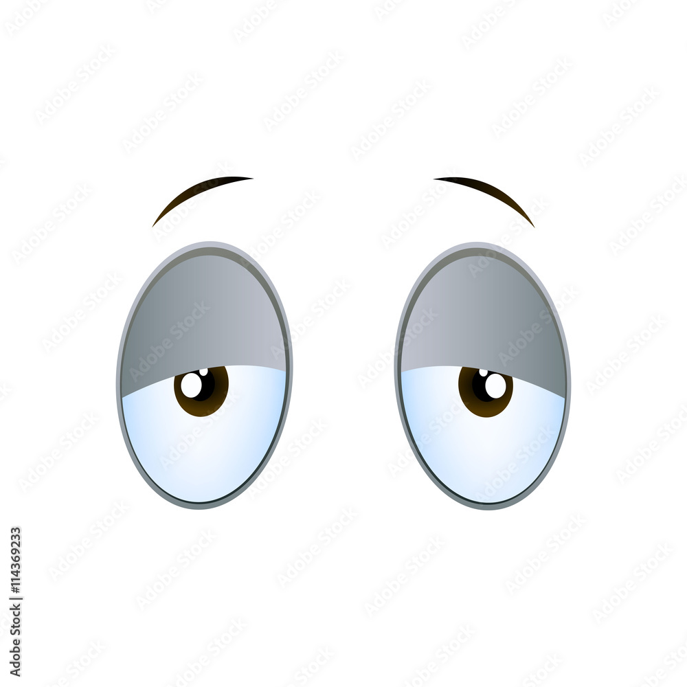 Vector Illustration of Tired Cartoon Eyes on a White Background Stock