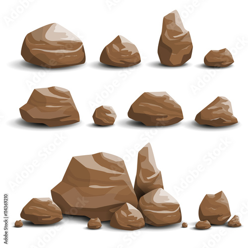 Vector Illustration of Cartoon Game Art Rocks and Stones