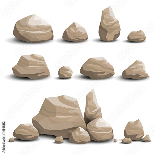 Vector Illustration of Cartoon Game Art Rocks and Stones