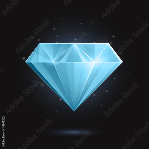 Vector Illustration of a Blue Diamond or Gemstone on a Black Background