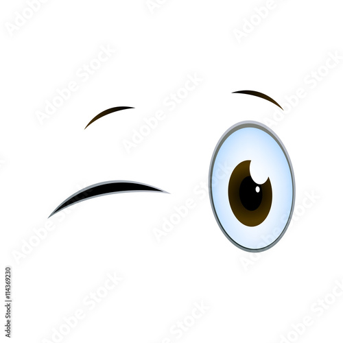 Vector Illustration of Blinking Cartoon Eyes on a White Background