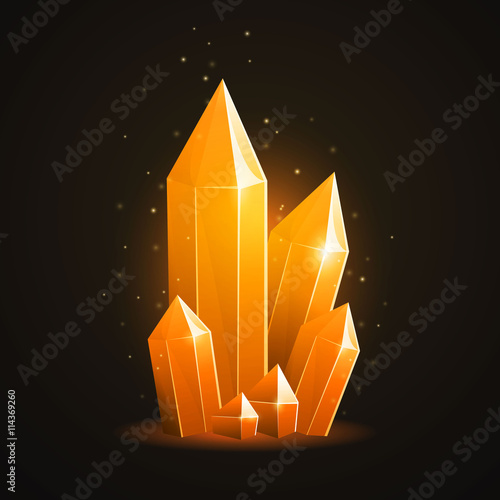Vector Illustration of an Orange Diamond or Gemstone on a Black Background