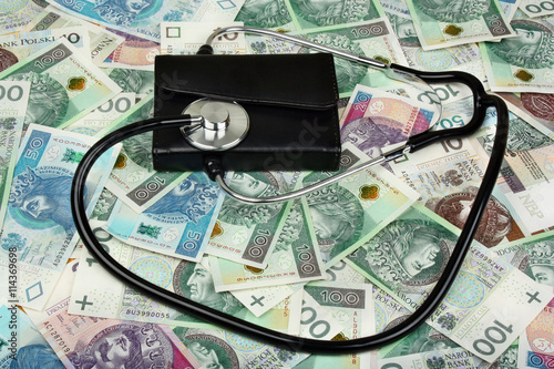 Stethoscope on polish money