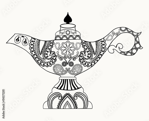 Alladin Magic Lamp line art design