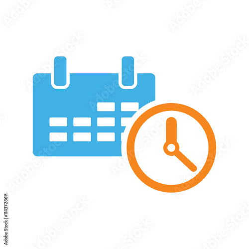 calendar time clock icon on white background
