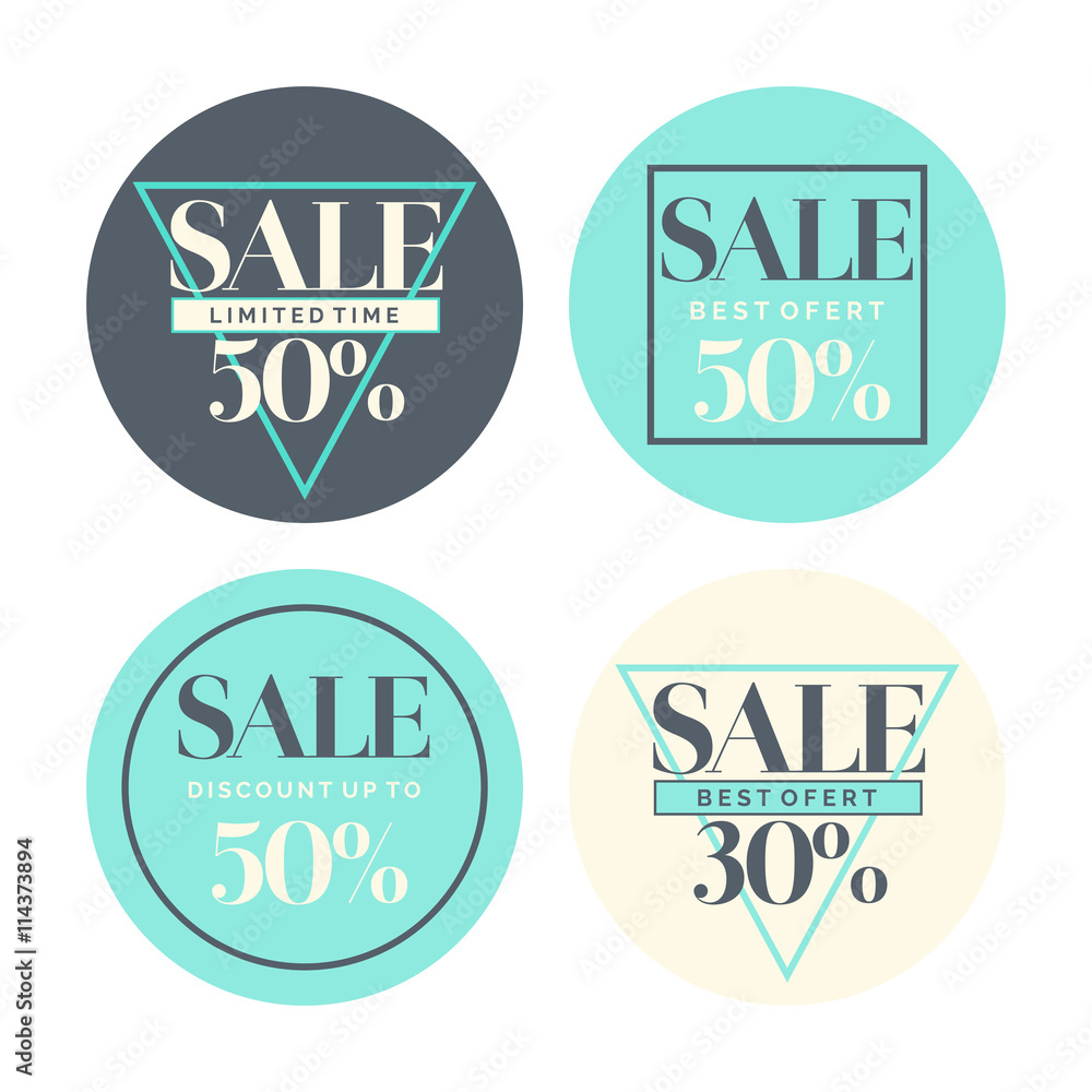 Set of fashion stickers sales and discounts.