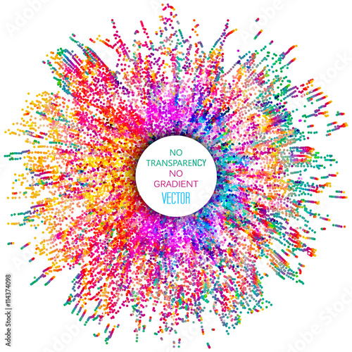 Colorful dotted abstract illustration. Color splash & explosion background.