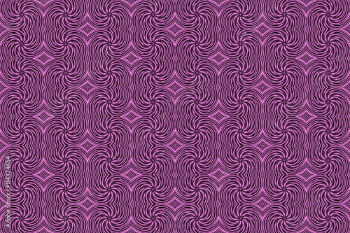 Illustration of repetitive pink and black swirls