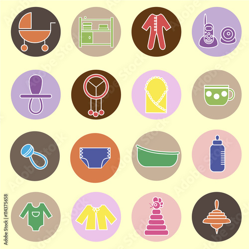 Flat baby icons collection