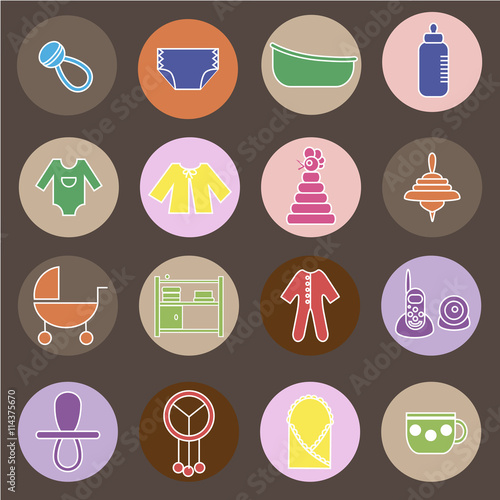 Flat baby icons collection