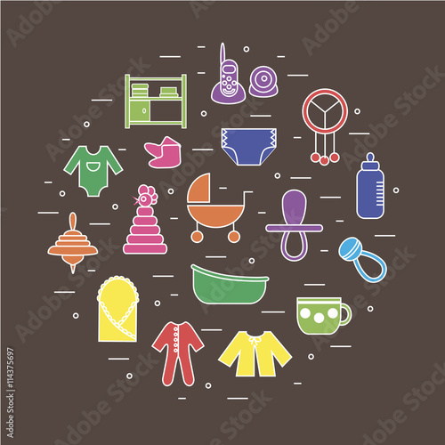 baby icons in circle shape