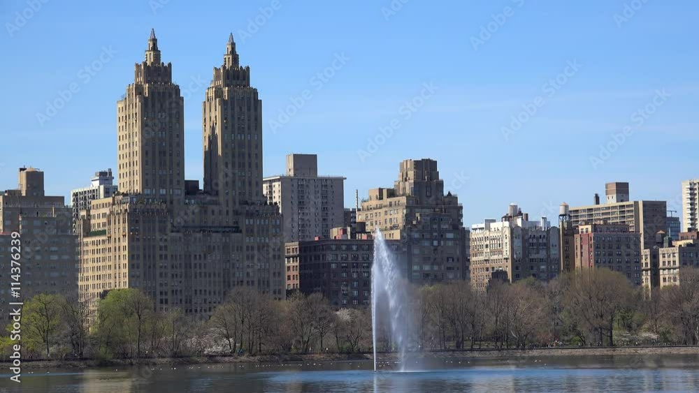 The Eldorado apartments & JKO Reservoir from NYC Central Park. USA The Eldorado apartments & JKO Reservoir from NYC Central Park. USA