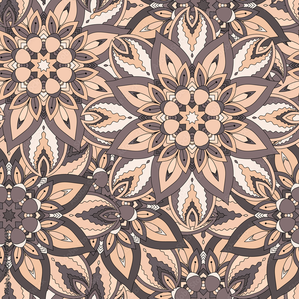 Seamless pattern. Vintage decorative elements. Hand drawn background. Islam, Arabic, Indian, ottoman motifs.