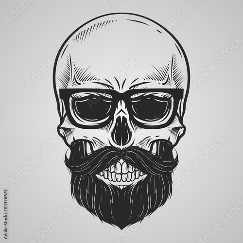 Bearded skull illustration