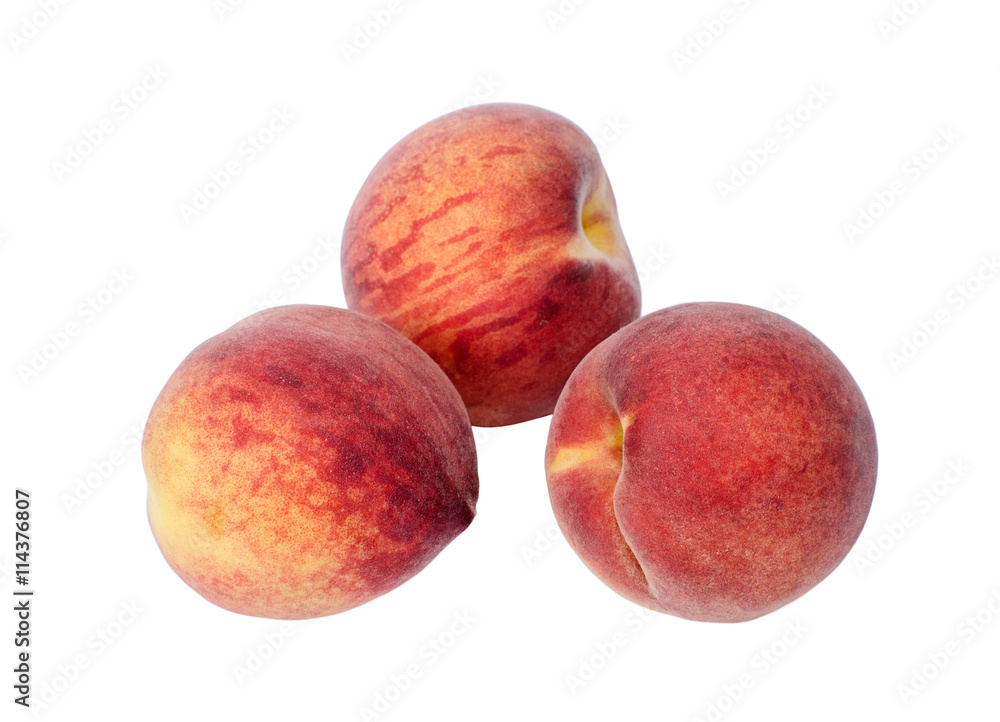 Ripe peaches on white isolated on a white Ripe peaches on white isolated on a white