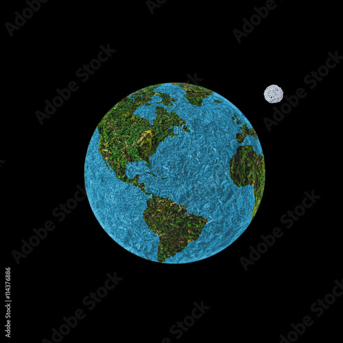 abstract globe on a black background with the moon © Yomka