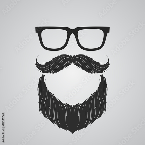 Beard, mustache and glasses