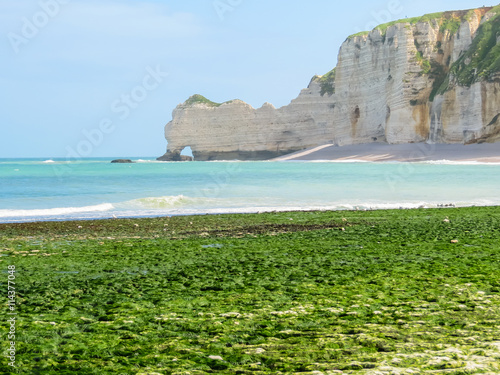 Cliffs La Falaise d'Amont in Etretat, France photo