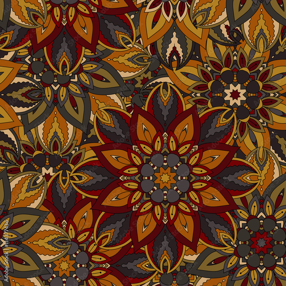 Seamless pattern. Vintage decorative elements. Hand drawn background. Islam, Arabic, Indian, ottoman motifs.