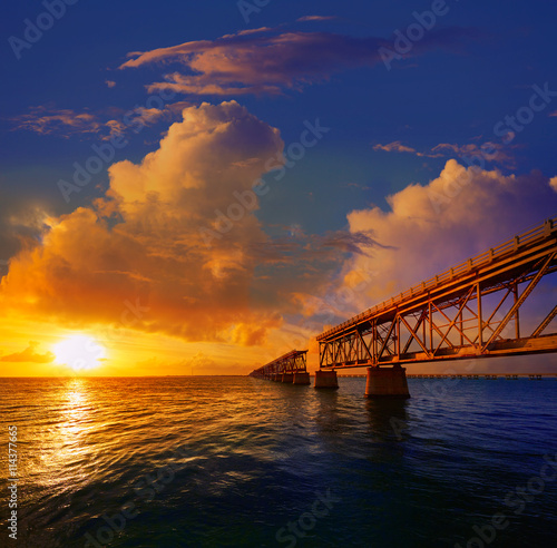 Florida Keys old bridge sunset at Bahia Honda © lunamarina