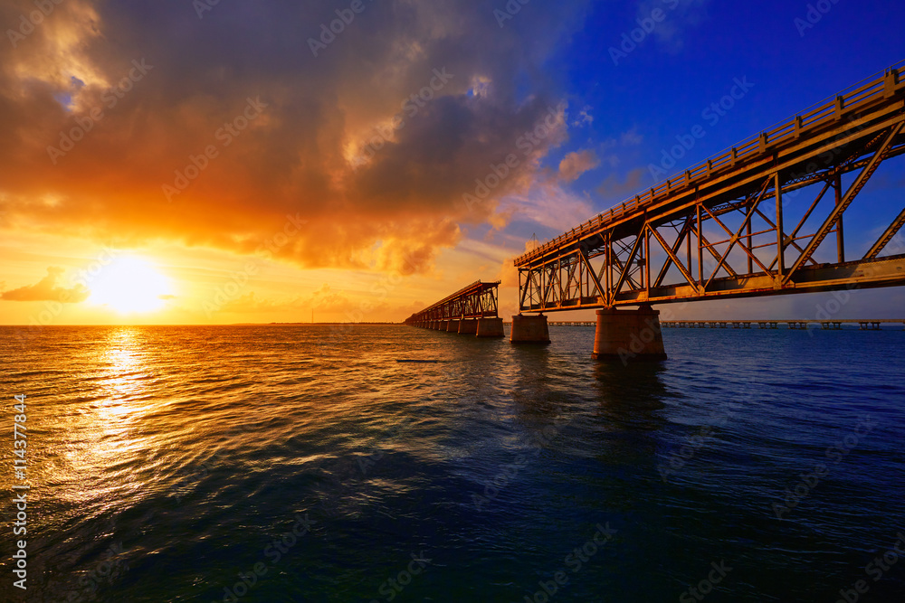 Florida Keys old bridge sunset at Bahia Honda Florida Keys old bridge sunset at Bahia Honda