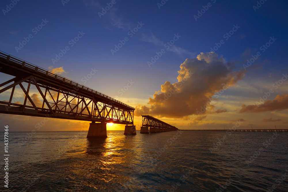 Florida Keys old bridge sunset at Bahia Honda Florida Keys old bridge sunset at Bahia Honda