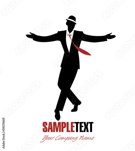 Elegant man silhouette dancing jazz