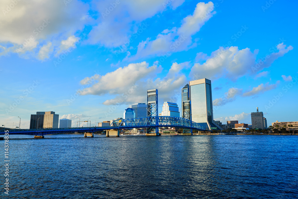 Jacksonville skyline evening in florida USA