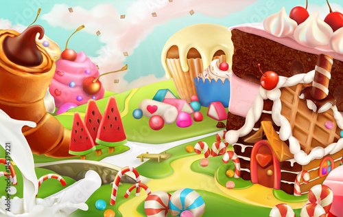 Sweet landscape, vector background
