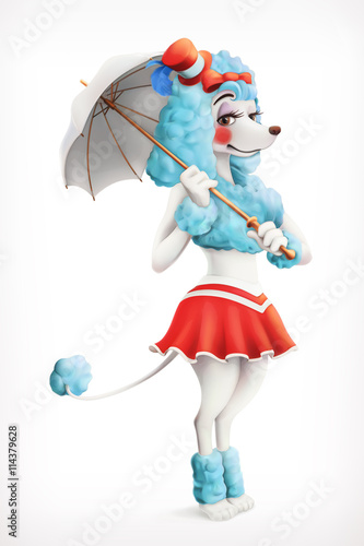 Actress circus, poodle, cartoon character, vector mesh