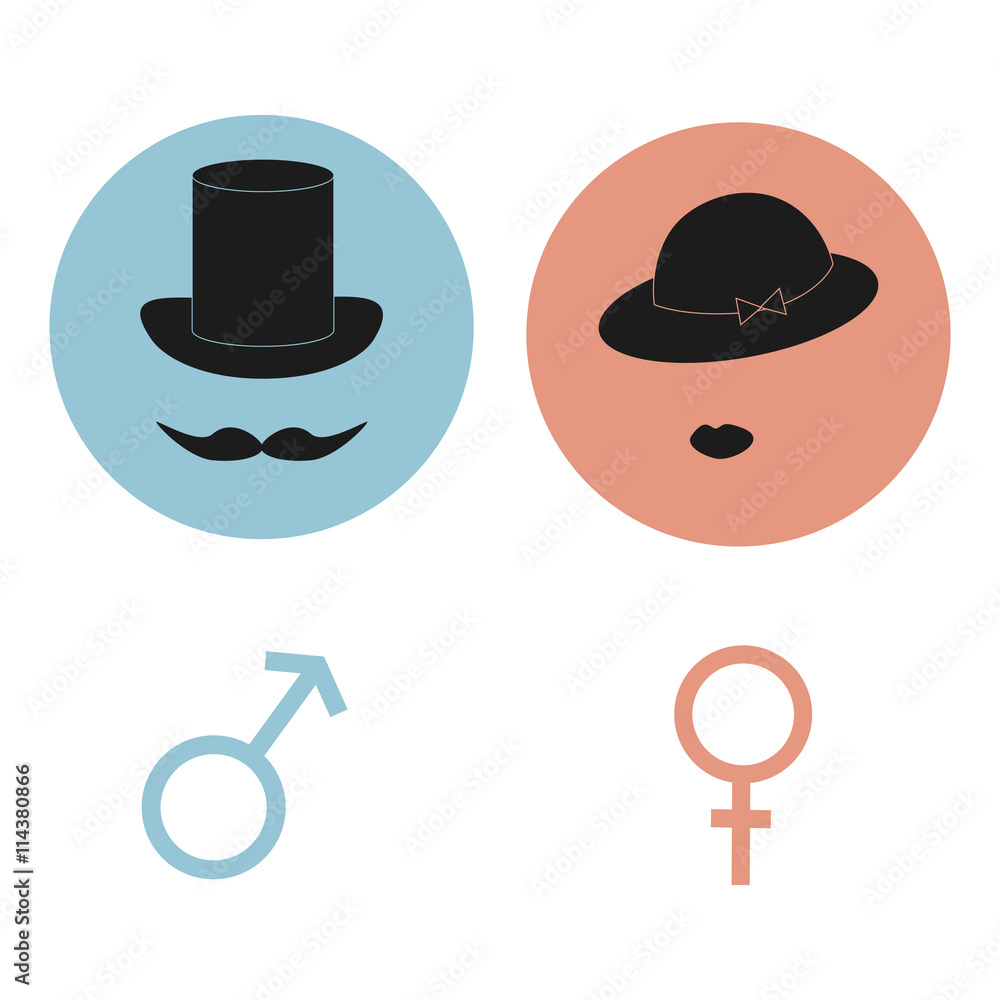 Gender symbols. Man and woman icons. Male and female restroom signs ...