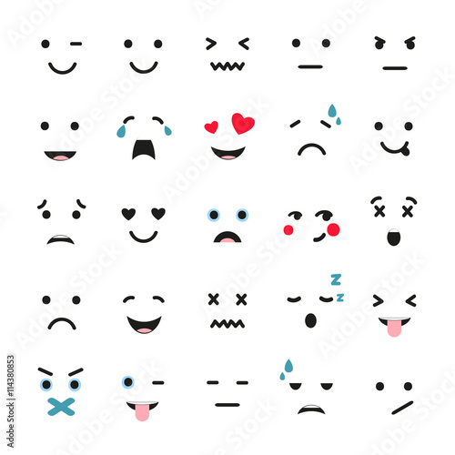 Set of cute emotions isolated on white. Emoji vector collection. 
