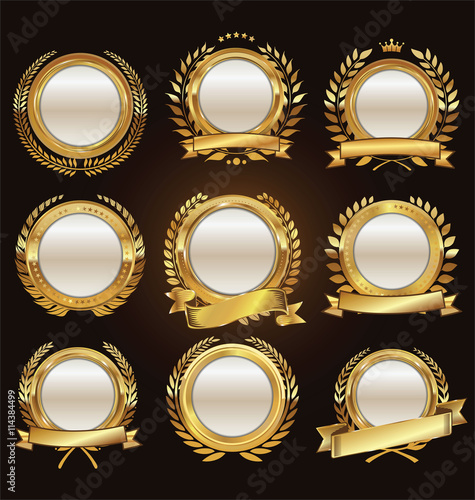 Golden medallion with laurel wreath collection