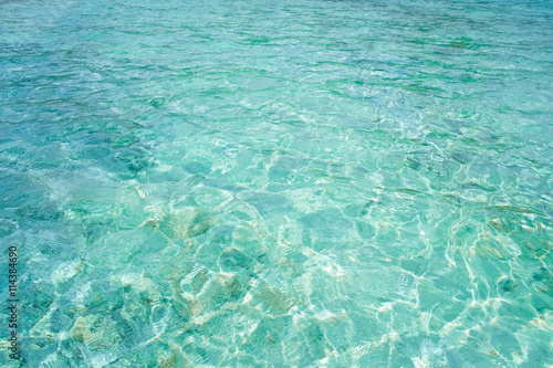 Crystal clear blue water in tropical lagoon