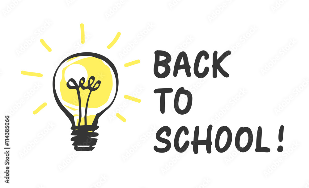 Back to school logo with light bulb. Vector illustration Back to school logo with light bulb. Vector illustration