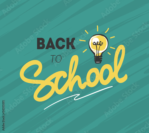 Back to school logo with light bulb. Vector illustration.