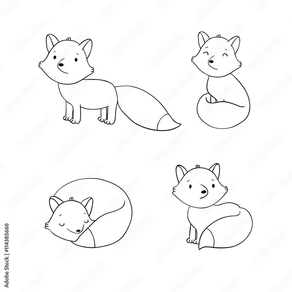 Set of cute little fox. Set of cute little fox.