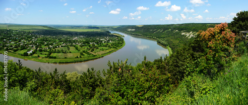 The Dniester river turning around the Moldavian villiage in Ukra