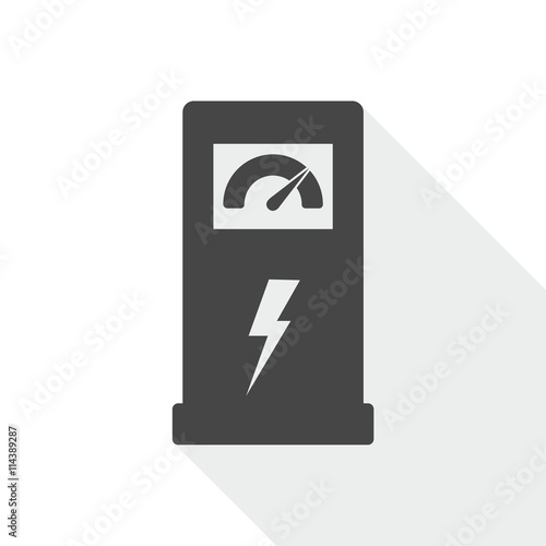 Charging station for electric car, vector icon with long shadow