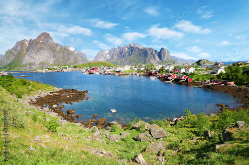 a beautiful view of Reine town in Lofoten Islands, Norway
